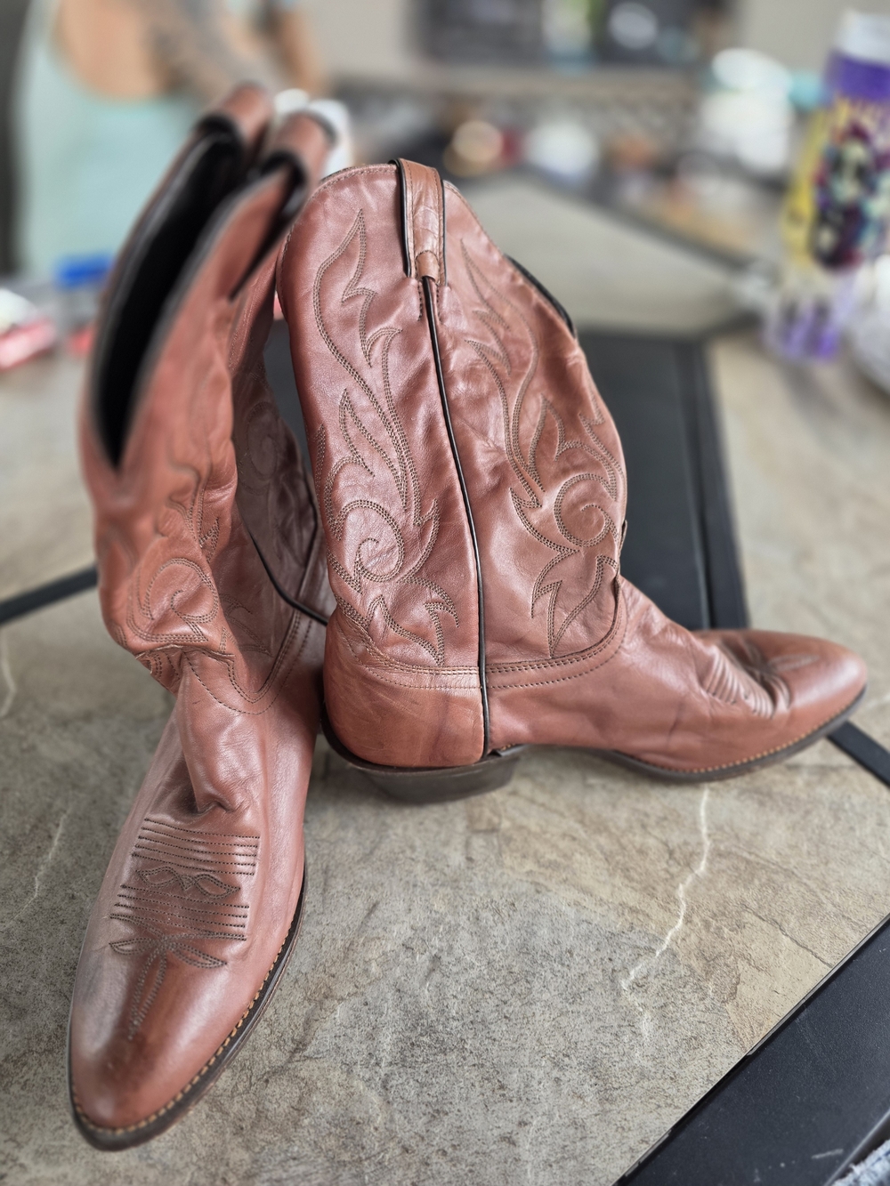 Classic Men's Western Leather Boots - Brown